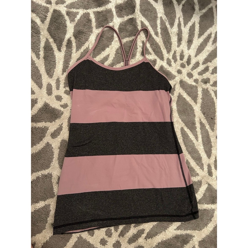 Purple and Gray Striped Lululemon Power Y Tank